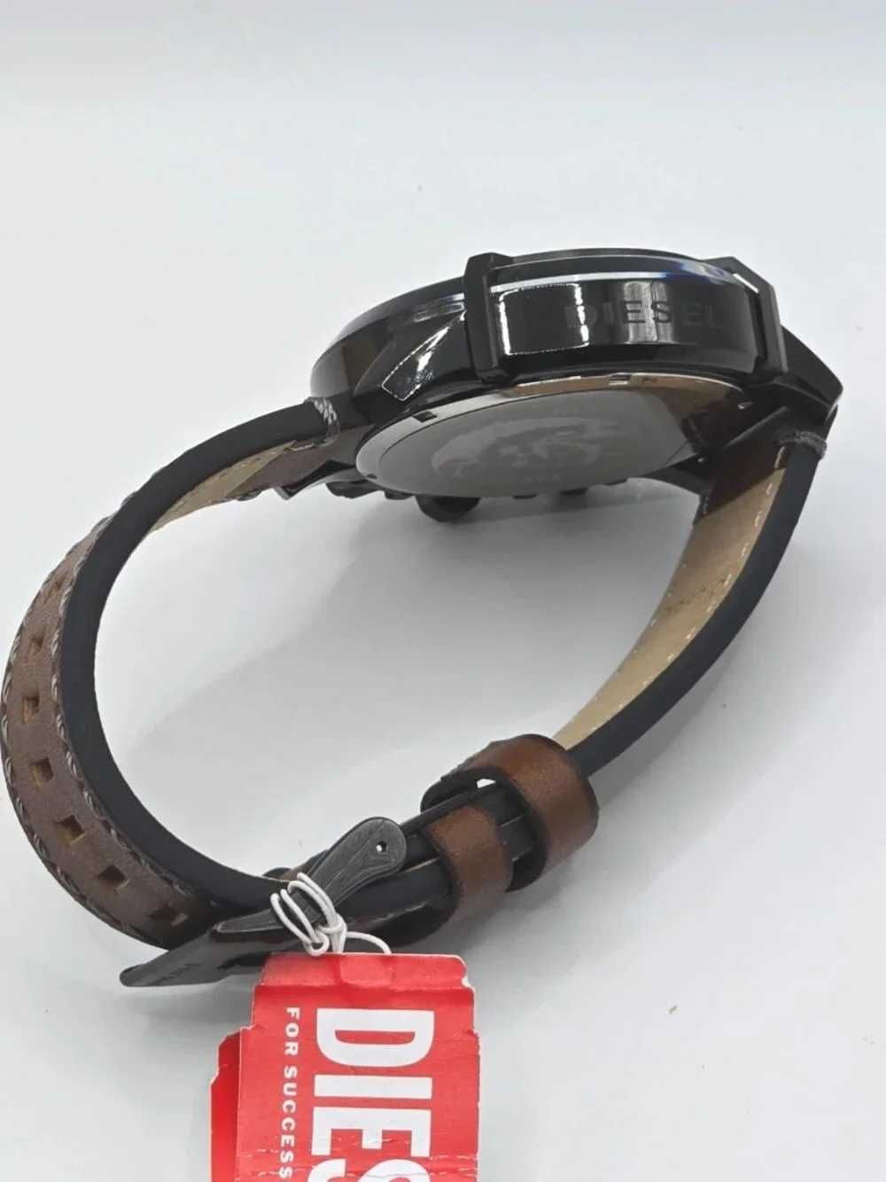 Diesel Griffed Men's Gunmetal Brown Leather Chronograph Watch DZ4569